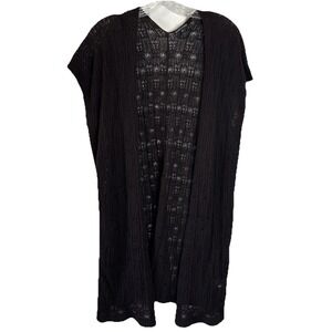 NWOT EILEEN FISHER Organic Cotton Brown Pointelle Knit Semi-Long Cap Slv XL